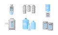 Drinking Water Production and Purification with Treatment and Bottling Vector Illustration Set Royalty Free Stock Photo