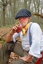 Drinking yerba mate in woods Royalty Free Stock Photo