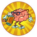 drinks beer at the bar human brain character, smart wise