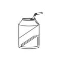 Drinks beverage can with straw line style icon