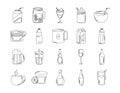 Drinks beverage glass cups bottle alcoholic liquor icons set line style icon