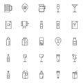 Drinks and beverages outline icons set Royalty Free Stock Photo