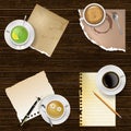 Drinks and blank paper notes Royalty Free Stock Photo