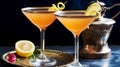 Drinks, cocktails and holiday party celebration recipe, citrus cocktail in martini glasses, generative ai Royalty Free Stock Photo