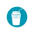 Drinks cold refresh plastic cup with straw blue block style icon