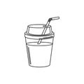 Drinks cold refresh plastic cup with straw line style icon