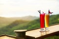 Drinks. Exotic Cocktails, Landscape ( View ) On Background. Thai Royalty Free Stock Photo