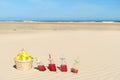 Drinks and fruit at the beach Royalty Free Stock Photo