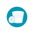 Drinks glass cup and slice lemon cocktail blue block style icon