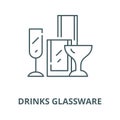 Drinks glassware line icon, vector. Drinks glassware outline sign, concept symbol, flat illustration