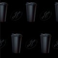 Drinks hand drawn vector seamless coffe background, cardboard cups texture