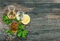 Drinks with ice lemon mint leaves Food beverages Royalty Free Stock Photo