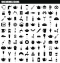 100 drinks icon set, simple style