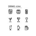 Drinks icons set.For different design Royalty Free Stock Photo