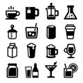 Drinks Icons Set on White Background. Vector