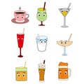 Drinks Illustration Cartoon Faces Royalty Free Stock Photo