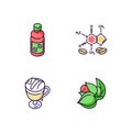 Drinks and ingredients RGB color icons set