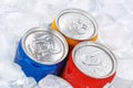 Drinks lemonade cola drink softdrinks in cans Royalty Free Stock Photo