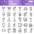Drinks line icon set, beverage symbols collection or sketches. Alcohol drinks signs for web, linear style pictogram
