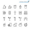 Drinks line icons. Editable stroke