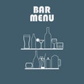 Drinks line icons in simple flat design. Alcohol