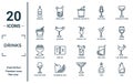 drinks linear icon set. includes thin line absinthe, irish sour, brandy glass, glass with wine, tuba, tropical itch, last word