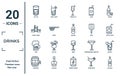 drinks linear icon set. includes thin line ice tea, picnic table, pub, brewery, alcohol, malibu, mojito icons for report,