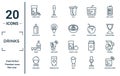 drinks linear icon set. includes thin line lemon juice, baby bottle, vodka, bartender, lime rickey drink, latte, sangria icons for