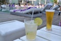 Drinks on Mediterranean Beach La Playa de la Barceloneta - Barcelona Spain