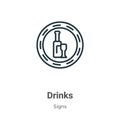 Drinks outline vector icon. Thin line black drinks icon, flat vector simple element illustration from editable signs concept Royalty Free Stock Photo