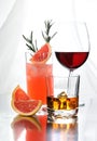 Drinks on a table on a light background Royalty Free Stock Photo