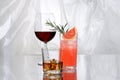 Drinks on a table on a light background Royalty Free Stock Photo