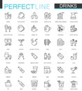 Drinks thin line web icons set. Drink Outline stroke icon design.