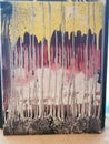 Drip abstract art painting by Autistic color blind teen