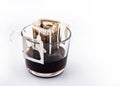 Drip or brewed coffee, Drip bag of fresh coffee, Morning coffee drip Royalty Free Stock Photo