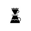 Drip coffee mug glyph icon. Coffee filter with cup. Pour over coffee maker. Isolated vector stock illustration