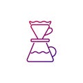 Drip coffee mug outline icon. Coffee filter with cup. Pour over coffee maker. Isolated vector illustration