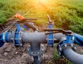 Drip irrigation system. Water saving drip irrigation system being used Royalty Free Stock Photo