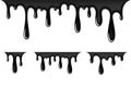 Drip paint 3D set. Ink stain. Drop melt liquid isolated on white background. Splash of chocolate, oil, blood. Black Royalty Free Stock Photo