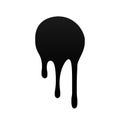 Drip paint. Ink stain. Drop melt liquid isolated on white background. Splash of chocolate, oil, blood. Black graffiti Royalty Free Stock Photo