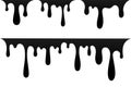 Drip paint set. Ink stain. Drop melt liquid isolated on white background. Splash of chocolate, oil, blood. Black Royalty Free Stock Photo