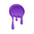 Drip paint spot 3D isolated on white background. Purple ink splash. Splatter stain texture. Dribble down design. Flow Royalty Free Stock Photo