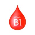 Drip vitamin B1 red icon 3D isolated on a white background. Drop minerals and vitamins complex realistic.