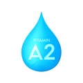 Drip vitamin A2 blue icon 3D isolated on a white background. Drop minerals and vitamins complex realistic.