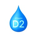 Drip vitamin D2 blue icon 3D isolated on a white background. Drop minerals and vitamins complex realistic.