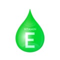 Drip vitamin E green icon 3D isolated on a white background. Drop minerals and vitamins complex realistic.