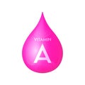 Drip vitamin A pink icon 3D isolated on a white background. Drop minerals and vitamins complex realistic.