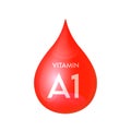 Drip vitamin A1 red icon 3D isolated on a white background. Drop minerals and vitamins complex realistic