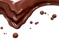 Dripped hot melted milk chocolate sauce or syrup, pouring chocolate wave or flow splash, cocoa drink or cream, abstract dessert