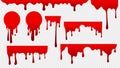 Dripping blood. Red stain paint. Flow drops, fluid stripes background. Bloody current or sauce stains vector Royalty Free Stock Photo